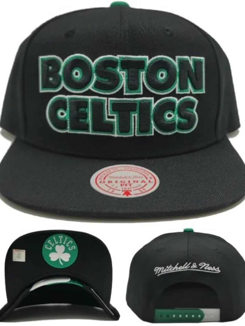 Vintage Boston Celtics 2013 Draft Snapback Hat - Black & Green Adjustable Cap